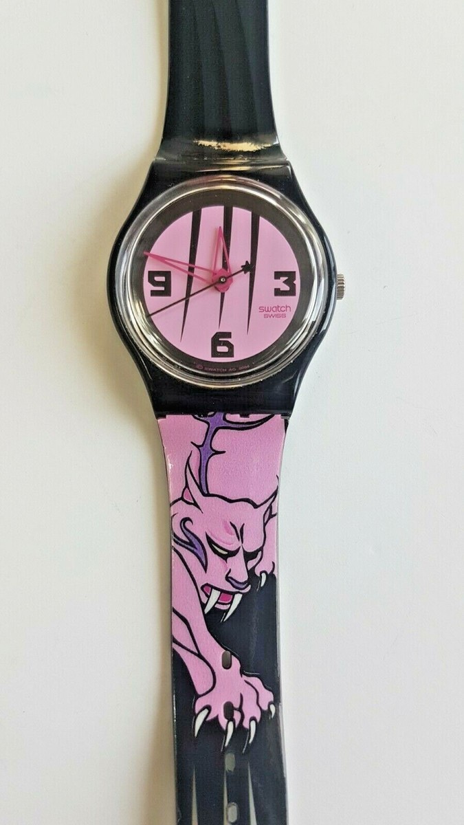 Swatch Watch Marked Territory SKB105 Pink Black Tiger Fangs