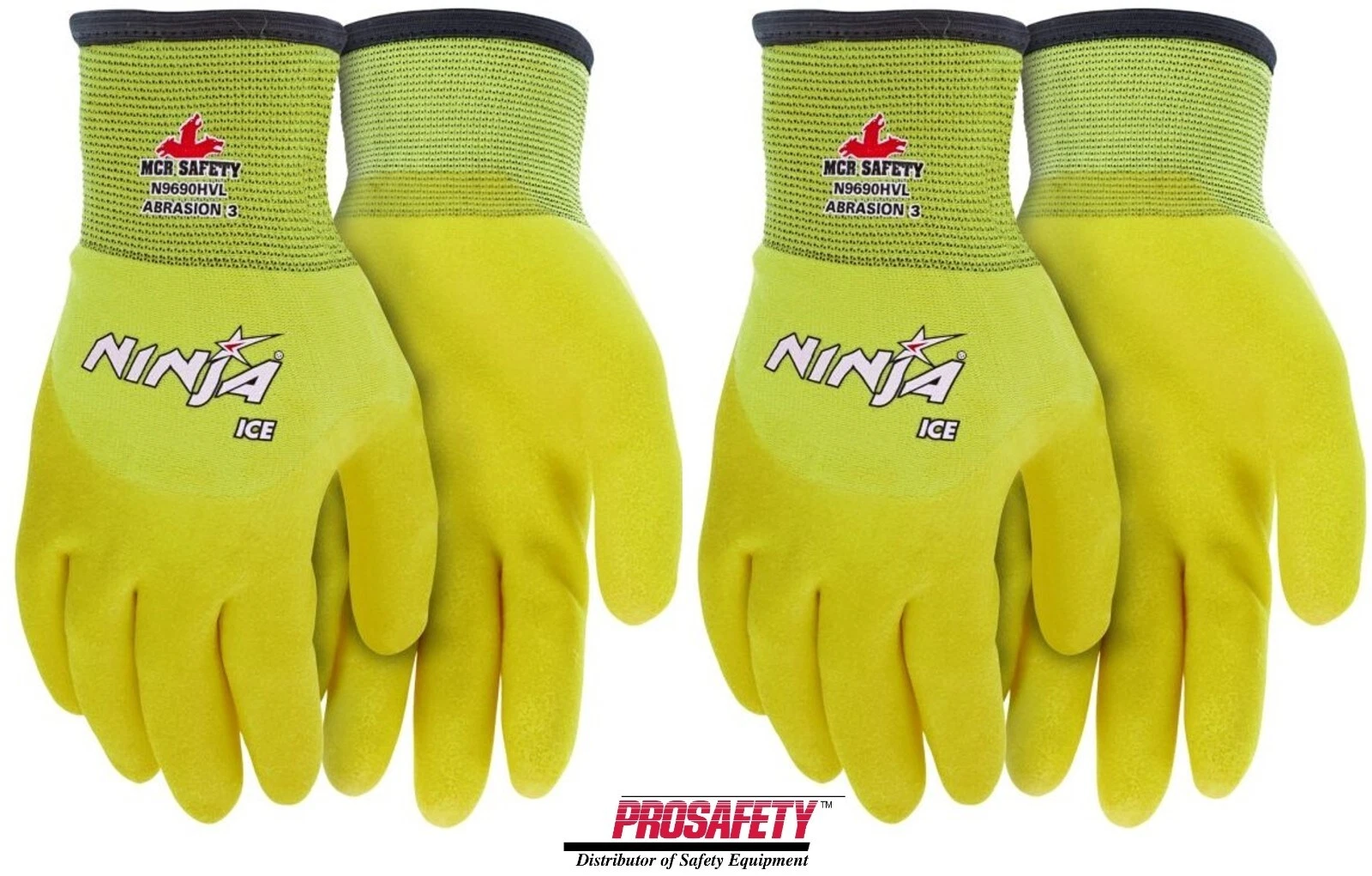 2- HI VIS Ninja Ice Insulated Cold Weather Warm Winter Palm Coated WORK GLOVES