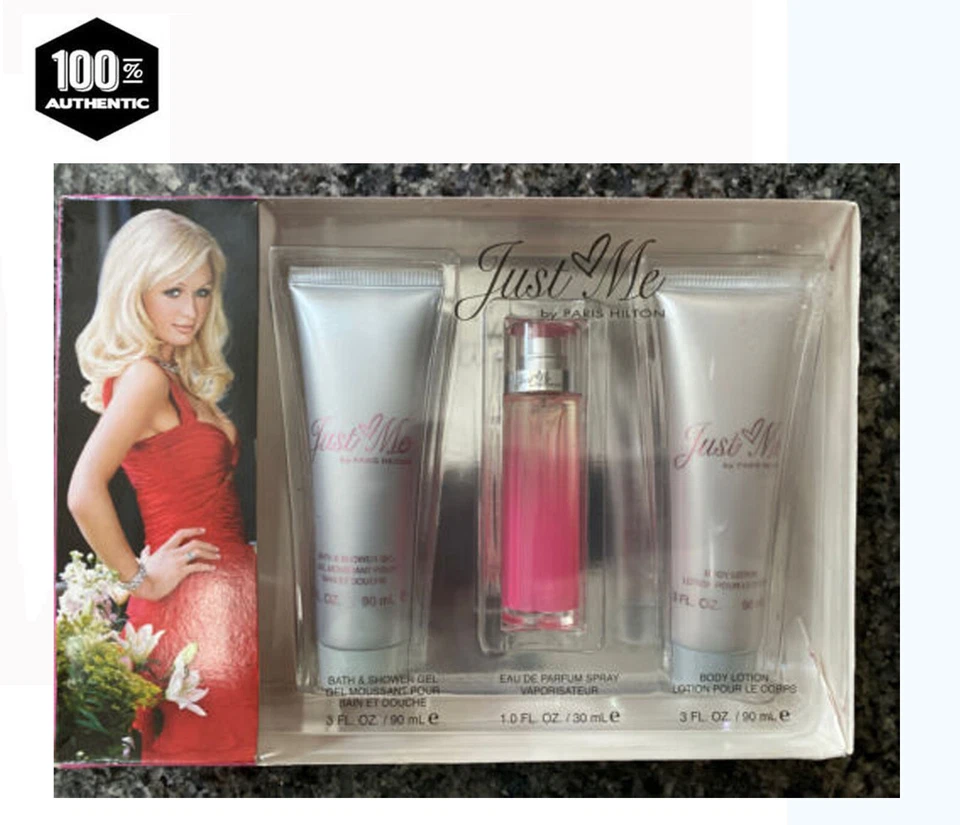 Paris Hilton Just Me Juego de regalo de 3 piezas para mujer - 1,0 oz EDP Sp+3,0 oz B/L+S/G Foto 3 de 3