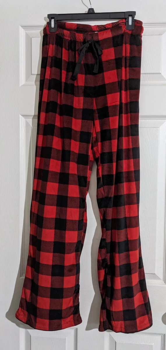 Stars Above Men's Red & Black Plaid Fleece Sleep Pajama Bottoms