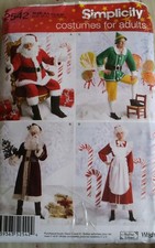 Simplicity Misses Mens Mrs Santa Claus Elf Costume Sewing Pattern 2542 XS S M