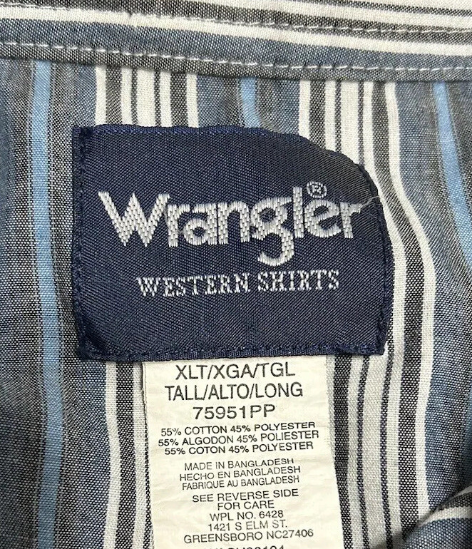 Vintage Wrangler Striped Pearl Snap Western Shirt Long