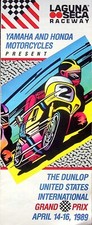 1989 LAGUNA SECA RACEWAY YAMAHA HONDA GRAND PRIX BROCHURE VTG