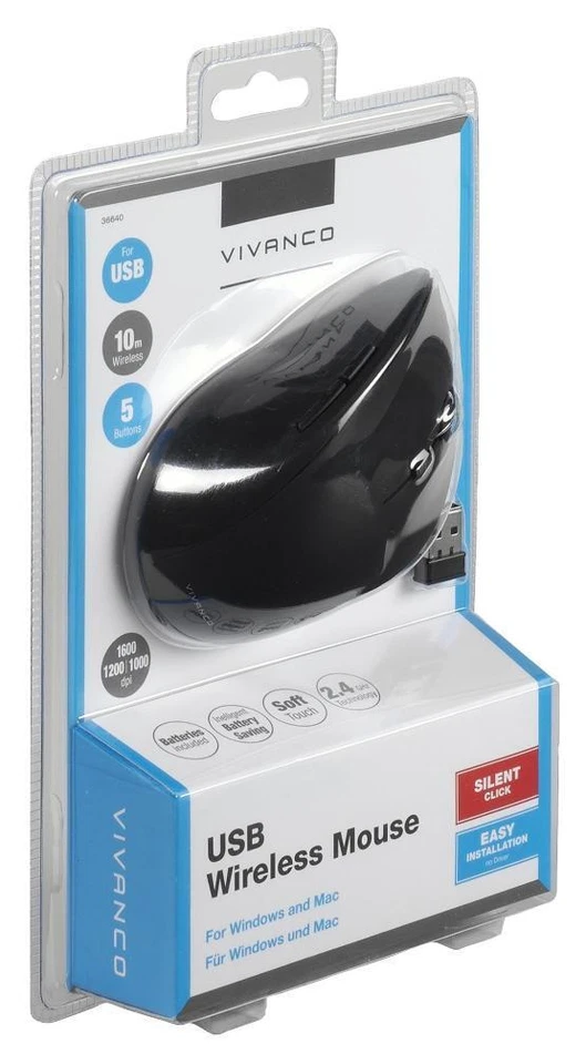 5 Button Silent Click Wireless USB Mouse 1600dpi, Black - 36640 - Image 3 of 3