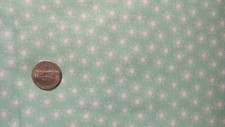 Cotton Fabric WHITE DAISY FLORAL ON MINT GREEN 1 Yd/43"