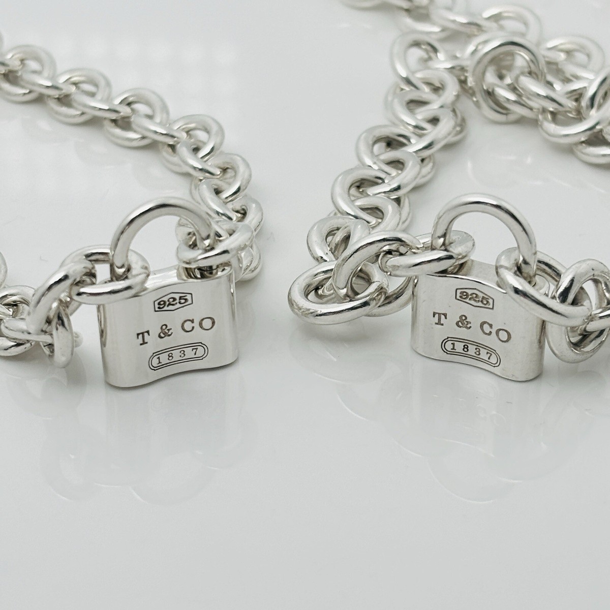 Tiffany 1837 Padlock Stacked Rolo Chain Necklace in Sterling