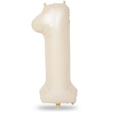 40 Inch Beige Number 1 Balloon for 1st Birthday Decoration, Large Self Inflat...