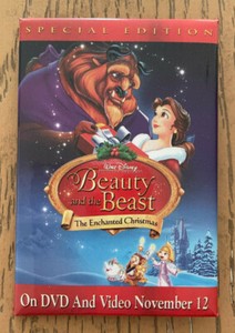 Beauty and the Beast Button Promo The Enchanted Chistmas Disney Special Edition