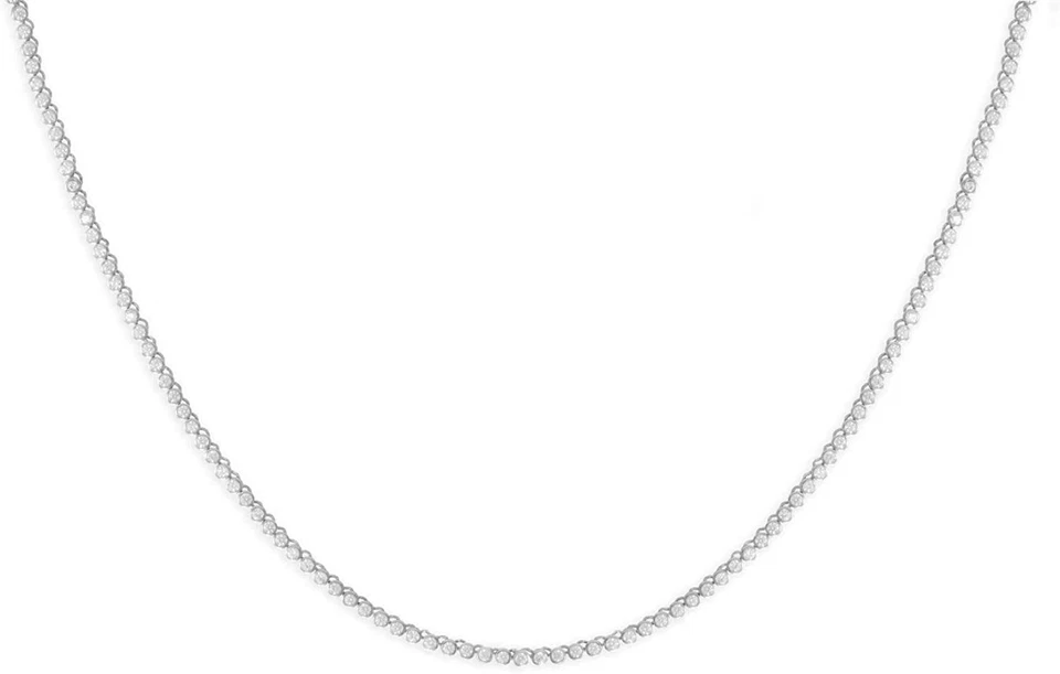 Unisex Skinny Tennis Necklace Silver Finish Cubic Zirconia 2mm Chain/Bracelet - Image 3 of 4