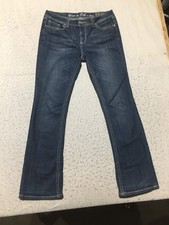Grace In LA Jeans Size 13M Easy Fit Blue Dark Wash Flap Pockets Rhinestones