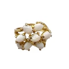 Vintage Estate 18kt HGE Aurora Milk Glass Co Tree Into 8 Cabochons Blooms Size 9