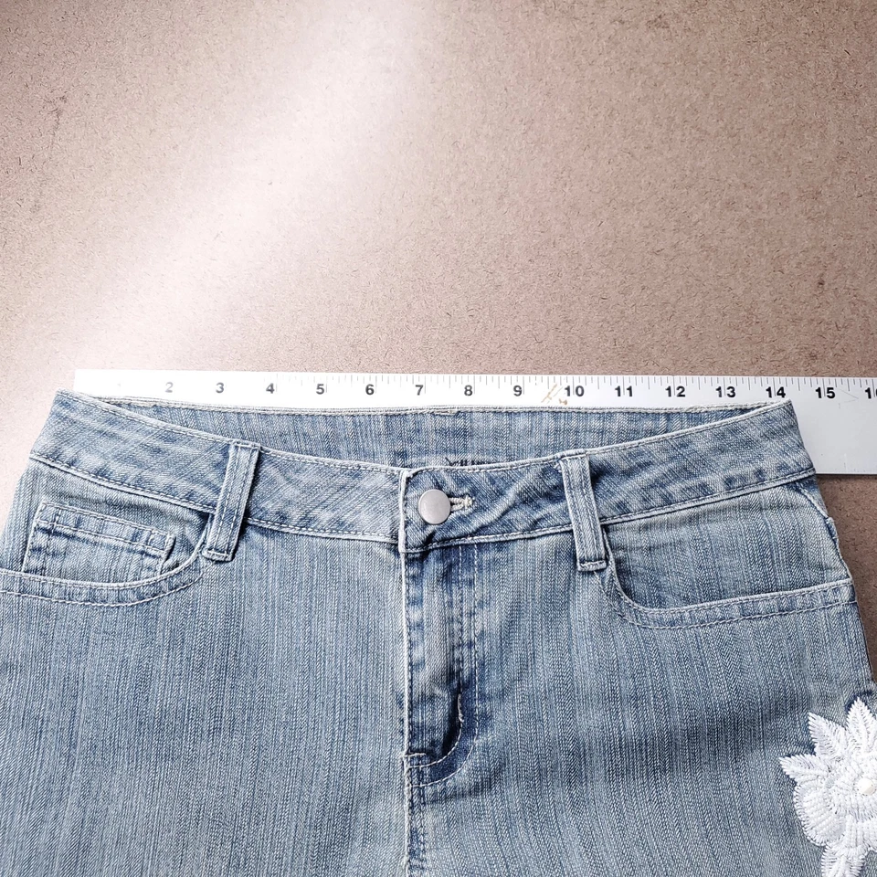 Boston правильные джинсы женщин 4 света стирка прямой украшенный бисер цветочный богемное - Изображение 3 из 4