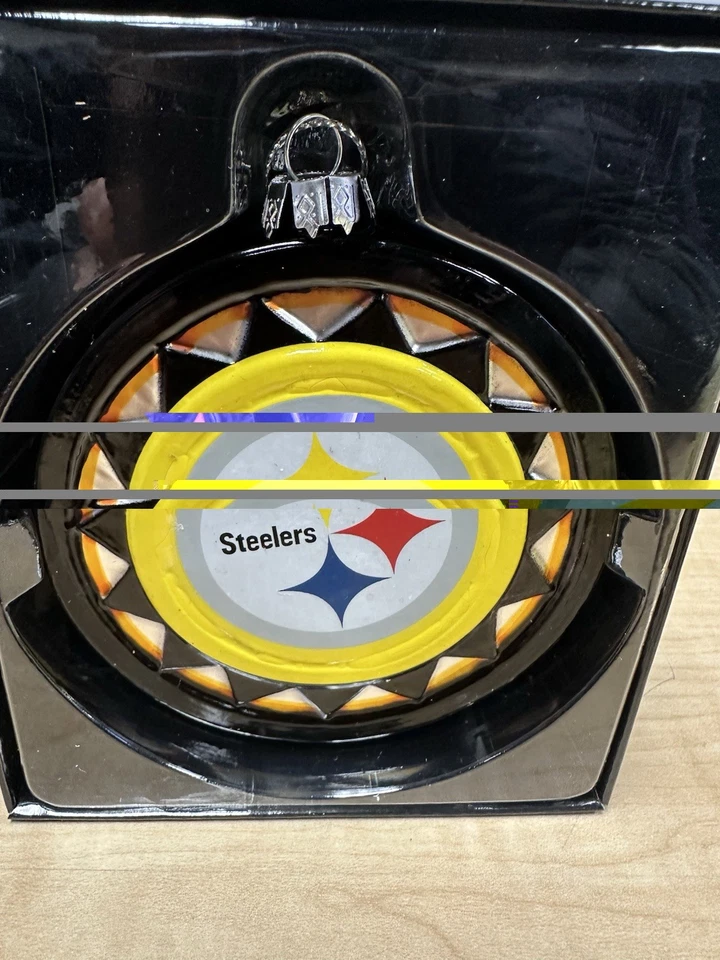 Pittsburgh Steelers Vidrio Soplado Logo Disco Adorno de Navidad Licencia NFL Foto 2 de 4