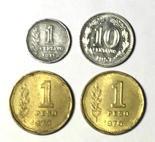 Lot 4 coin Argentina 1 centavo 1971 10 centavos 1 peso 1957 1975 1976