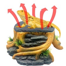 Bearded Dragon Basking Platform,Reptile Hide Cave with Heat Storage Slate Sto...
