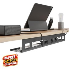 Under Desk Cable Management Tray 31.5 Metal Cord Organizer Black