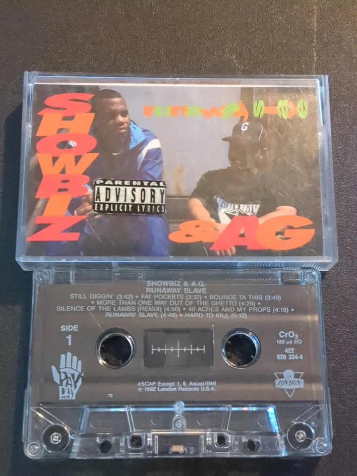 SHOWBIZ & A.G. - Runaway Slave - Кассетная Бронкс NY Рэп Лента 1992 Большая L  - Изображение 4 из 4