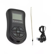60-108 MHz Mini Digital LCD Screen FM Radio Pocket Receiver Included Earbuds
