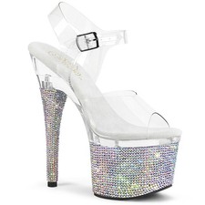 Pleaser Esteem 708Dm 7In Heel Rhinestone Platform Ankle Strap Sandal