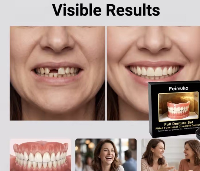 Upper & Lower Full Mouth Silicone Dentures Ideal for Daily Oral Care & Confidenc