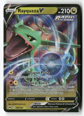 Rayquaza V 100/159 Holo V Rare Crown Zenith Pokemon Near Mint