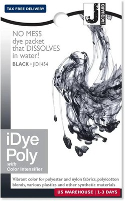 iDye Poly Black Dye for Synthetic Fabrics and Plastics Easy to Use 1 Packet