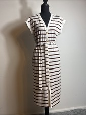 SHEIN Striped Button Front Cap Sleeve Belted Casual Dress Size Medium