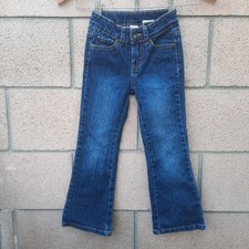 Faded Glory Girl's Bootcut Style Denim Jeans Size 5 Dark Blue Adjustable Waist