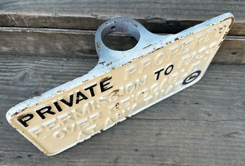 Southern Pacific Railroad Cast Iron Private Property Permission Pole Sign Plaque - Picture 5 of 12
