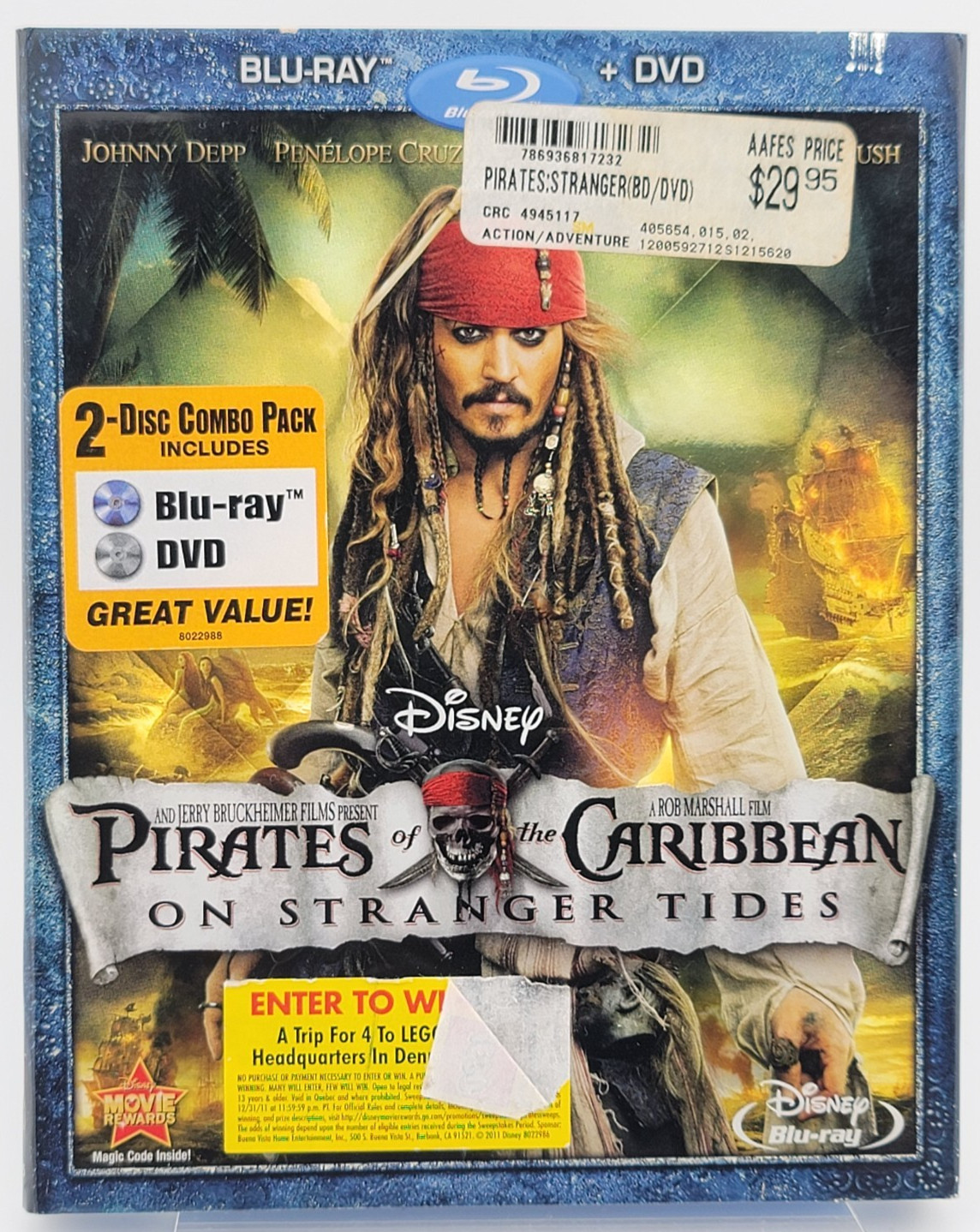 Pirates Caribbean On Stranger Tides Blu-ray DVD Johnny Depp Very Good Condition