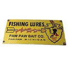 Vintage Fishing Lures Sign - Paw Paw Bait Co Gas Pump Porcelain Sign