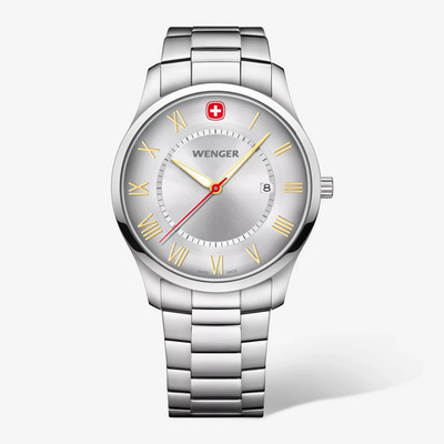 #ad WENGER Swiss Army 01.1441.136 City Classic Silver Dial Watch 42mm $92.50