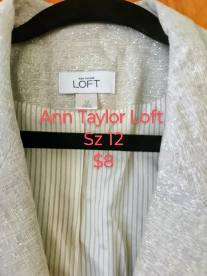 Chaqueta de traje para mujer Ann Taylor Loft forrada a rayas pecho único talla 12 Foto 3 de 3