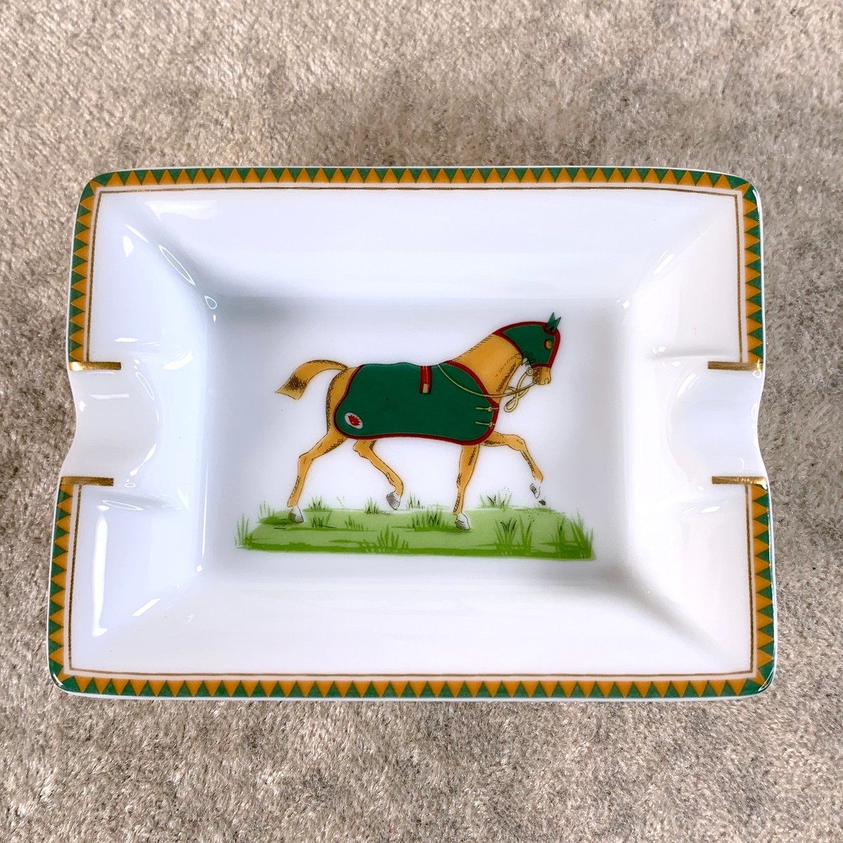 Hermes Paris Mini Ashtray Set of 4 Horse Motif Porcelain Change