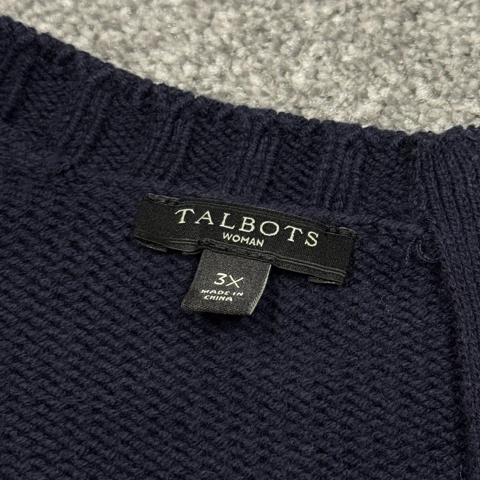 Suéter Talbots Mujer 3X Azul Marino Lunares 3D Pullover Trabajo Suave Trabajo Foto 3 de 4