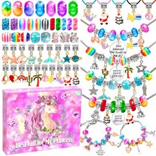 130 Pcs Charm Bracelet Making Kit for Girl Age 8-12 Birthday Gift