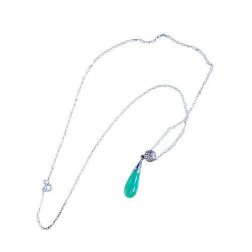 Ciondolo vintage in argento sterling giada goccia di pioggia con catena - Foto 2 di 10