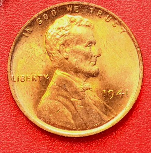 1941-P Lincoln Wheat Cent Penny GEM RED BU From an Original Bank Roll