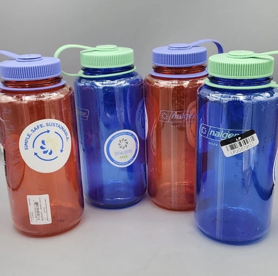 Nalgene 32oz Wide Mouth Water Bottle Lot of 4 Mixed Colors BPA Free Made in USA