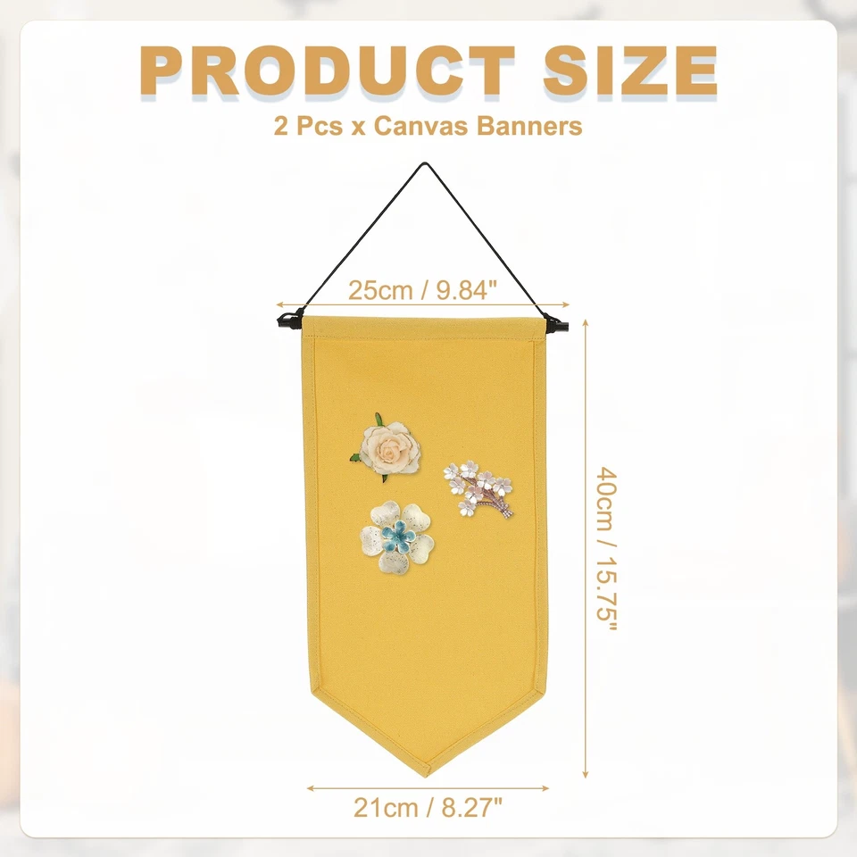 2 piezas pancartas de lona en blanco, pancarta de pared de exhibición de prendedores para decoración del hogar, amarillo Foto 2 de 4