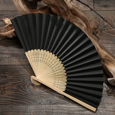 Lovely Black  Folding Hand Fan Bamboo Chinese / Japanese Dance