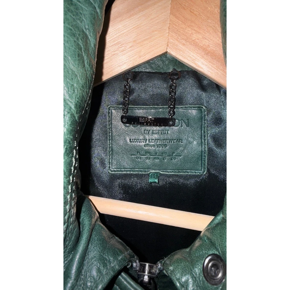 Esprit Collection Lamb  leather bomber jacket hunter green Size 6 — 第 4/4 张图片