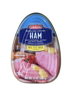 Pack of 3  Celebrity 12 Oz Boneless Cooked Ham 96% Fat Free with Natural Juices