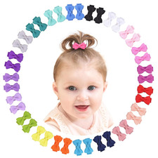 Grosgrain Ribbon Hair Bows Clips for Infant Girls - Fully Lined Mini Bows in 20
