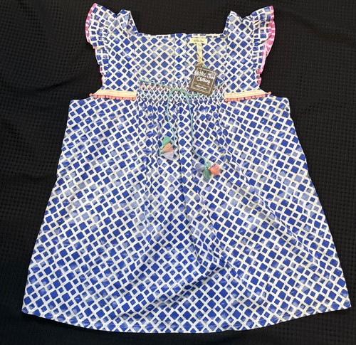 Matilda Jane WANDERING WATERS Top Large XL Woven Boho Blue Women's Tunic NWT