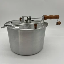 Genuine Whirley-Pop Stove Top Popcorn Maker Hand Crank Popper Aluminum Vintage