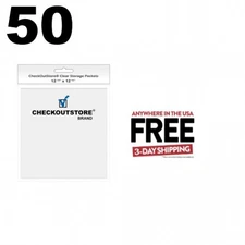 50 CheckOutStore Cardstock Clear Sheet Protector Storage Pockets No Flap 1-3 D