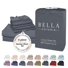 Bella Coterie 6 Piece Luxury Bamboo Viscose Queen Size Sheet Set 100 Organ...