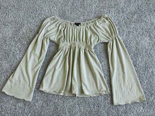 VINTAGE New Y2K Arden B. Bohemian Lettuce Bell Sleeve Top Blouse Sz S SOLDOUT - Picture 1 of 4