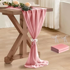 2 Pack 10 Ft Chiffon Table Runner Blush Pink Gauze Long Table Runners 27x120 ...